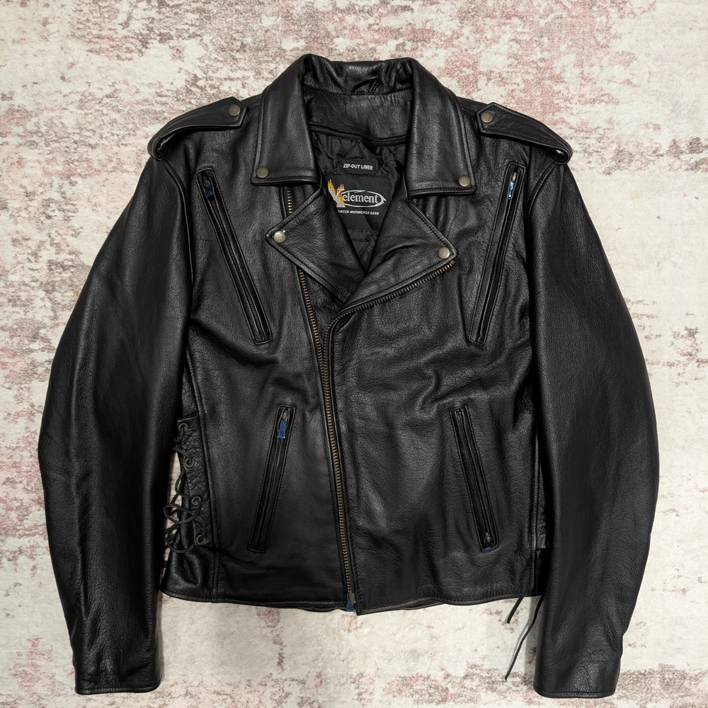 Black Leather Motorcycle Jacket With Zip Out Liner